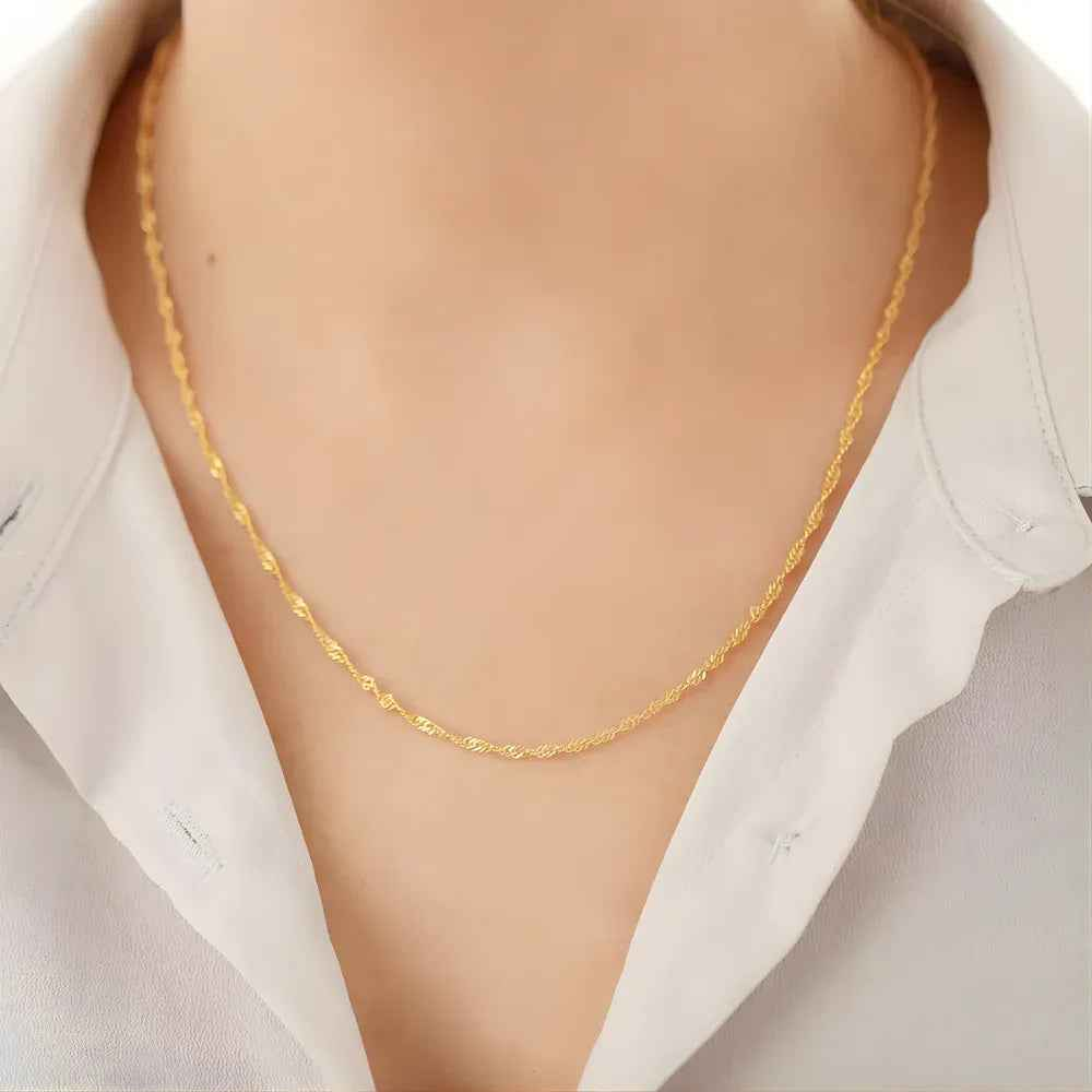 ELENOR Kedjehalsband – Tunn Tvinnad Kedja i Guld & Silver - Sacred Valor