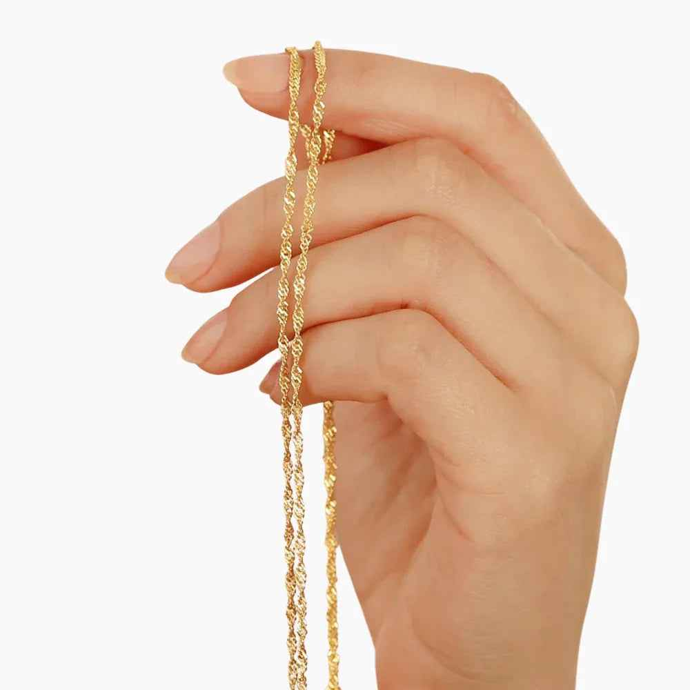 ELENOR Kedjehalsband – Tunn Tvinnad Kedja i Guld & Silver - Sacred Valor