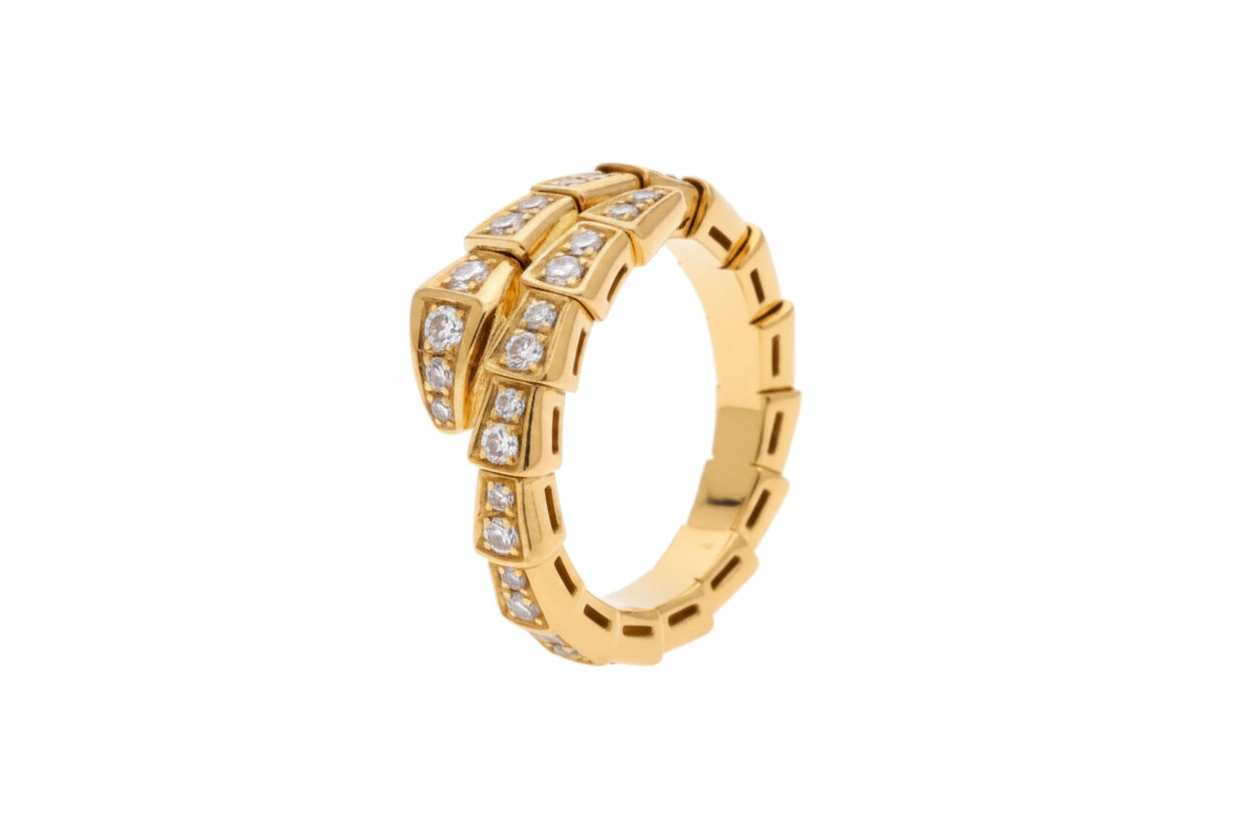SERPENS ring i silver och guld med kristalldetaljer