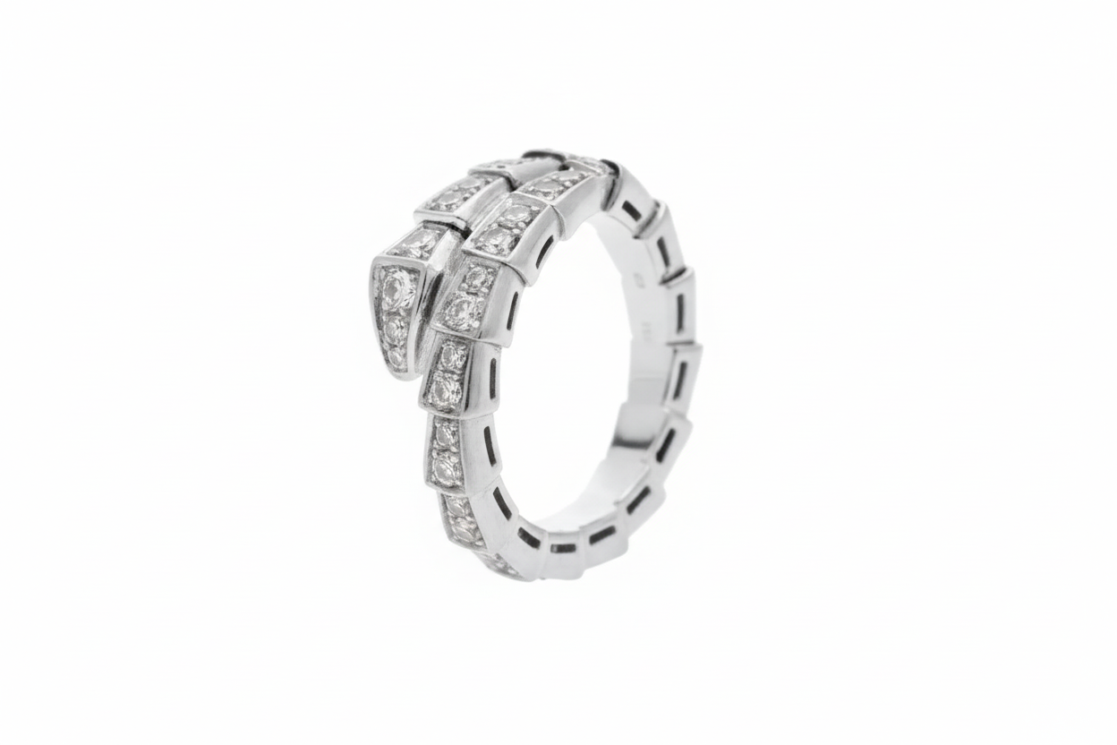SERPENS ring i silver och guld med kristalldetaljer